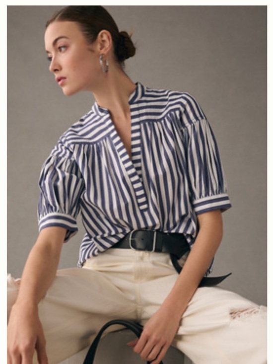 Anthropologie Tops - Anthropologie Navy and White Striped Top